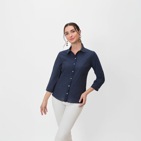 Camisa 3/4 Azul de encaje - Imagen 2