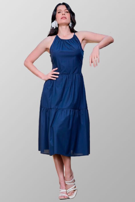 Vestido halter azul marino