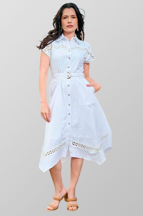 Vestido camisero con calados