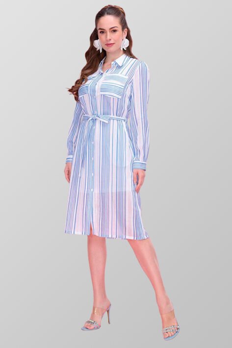 Vestido camisero a rayas