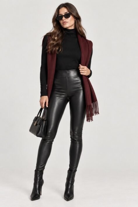 Legging efecto piel de cintura alta