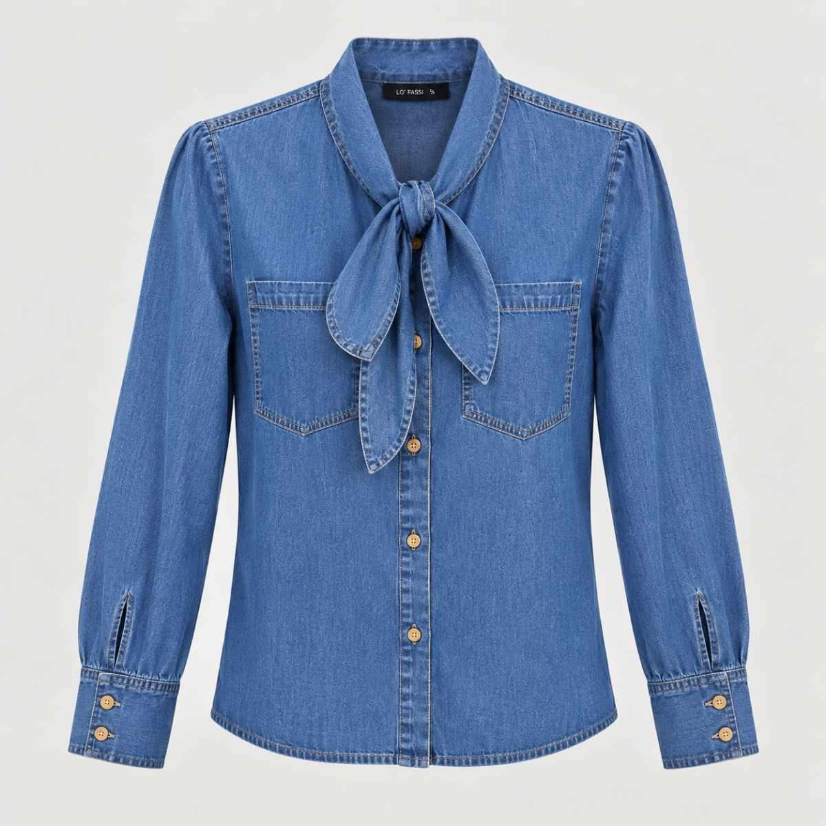 Blusa denim con lazo protagonista - Imagen 5
