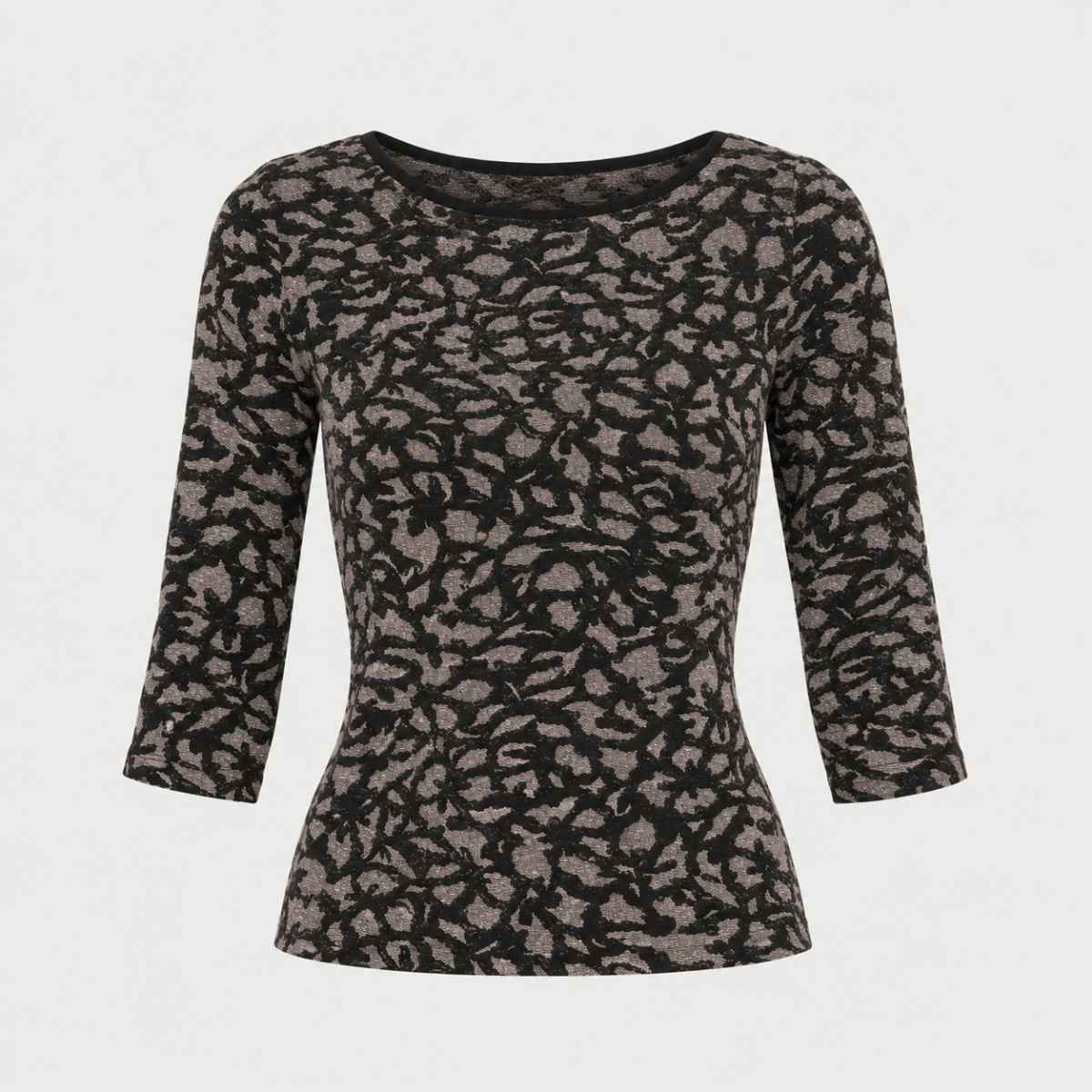 BLUSA CON BRILLOS EN NEGRO Y TAUPE - Imagen 5