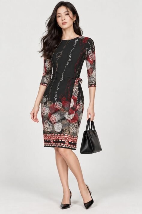 VESTIDO ESTAMPADO CON LAZO