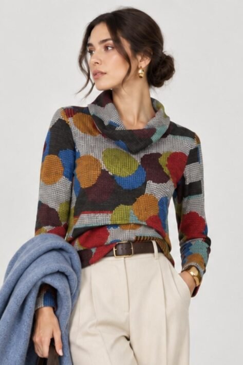 BLUSA ESTAMPADA CON CUELLO ENVOLVENTE