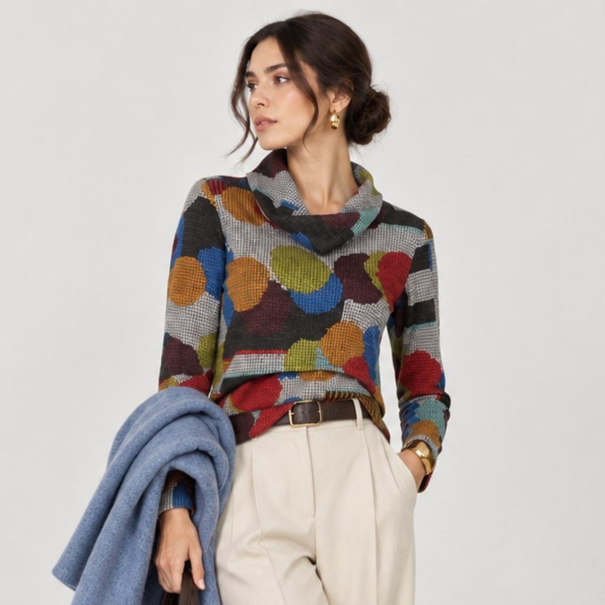 BLUSA ESTAMPADA CON CUELLO ENVOLVENTE