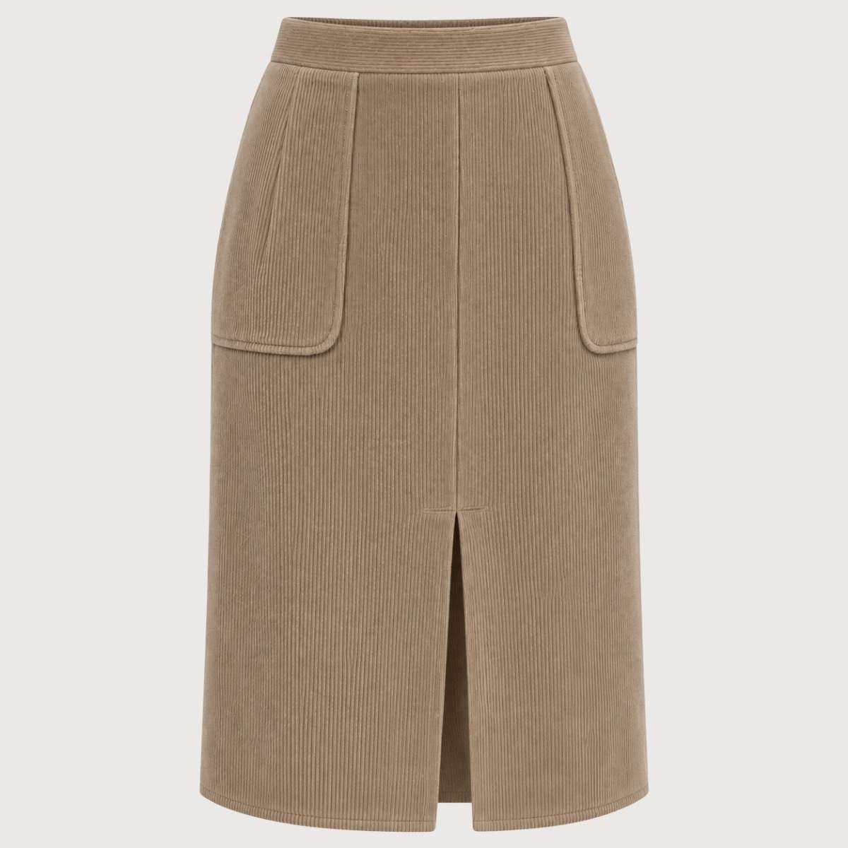 FALDA MIDI DE PANA CON ABERTURA FRONTAL - Imagen 5