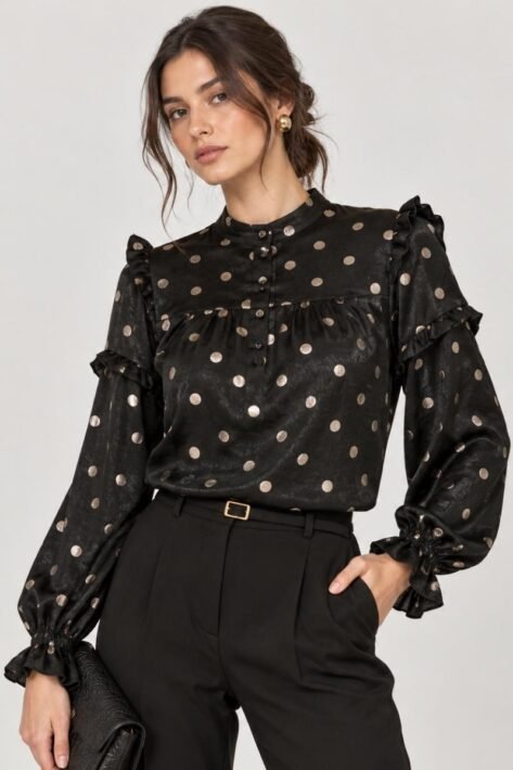 BLUSA DE LUNARES CON VOLANTES