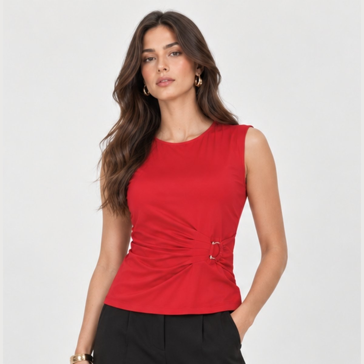 BLUSA ROJA CON DETALLE FRUNCIDO
