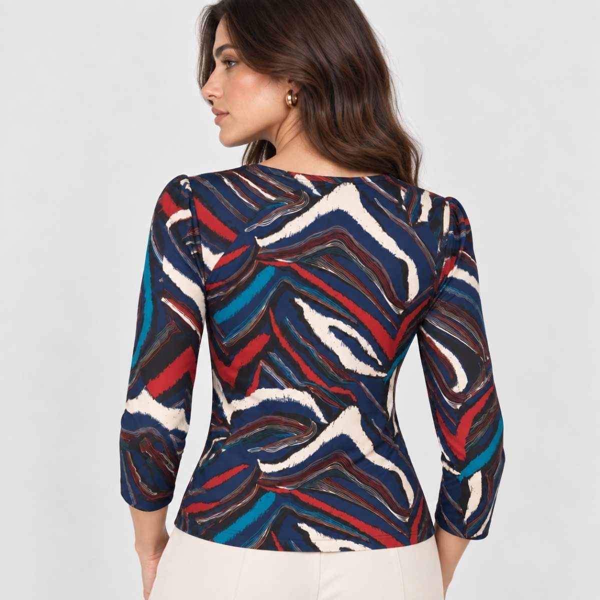 Blusa con estampado abstracto multicolor - Imagen 4