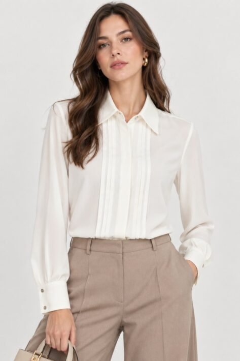 Blusa camisera con tablas frontales