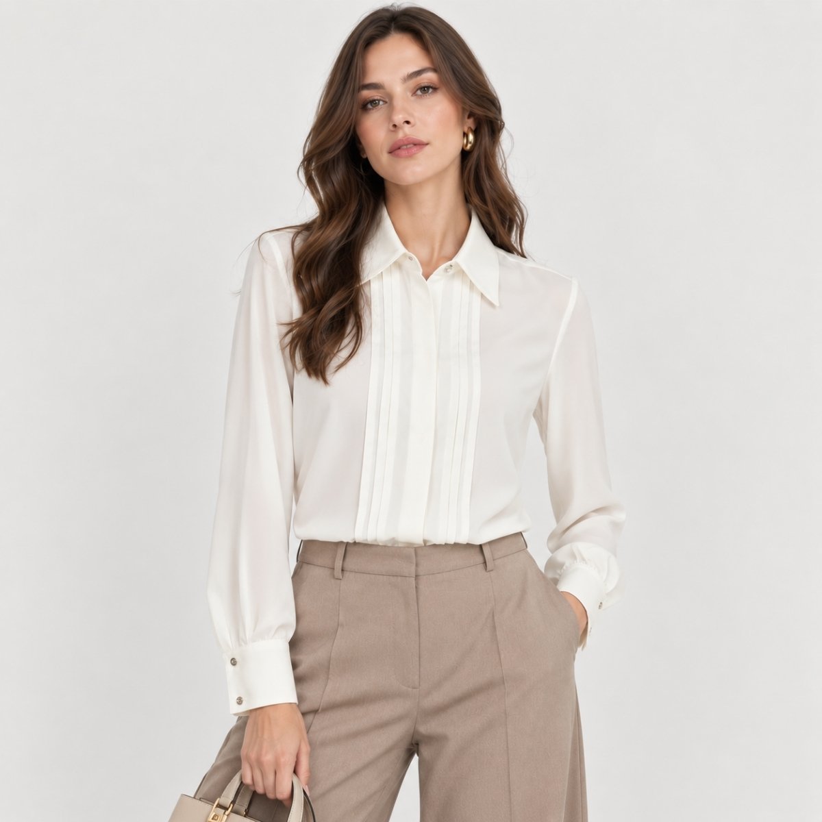 Blusa camisera con tablas frontales