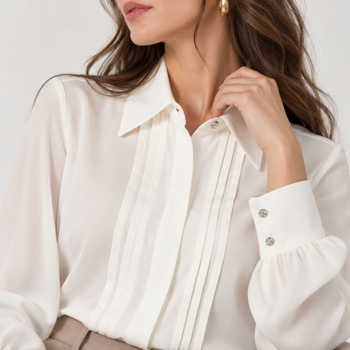 Blusa camisera con tablas frontales - Imagen 2