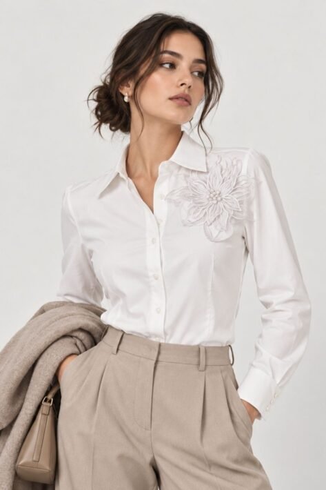 BLUSA BLANCA CON BORDADO FLORAL
