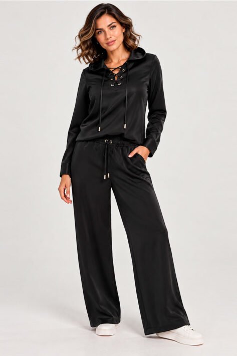 Pants negro de satín | elegancia y confort