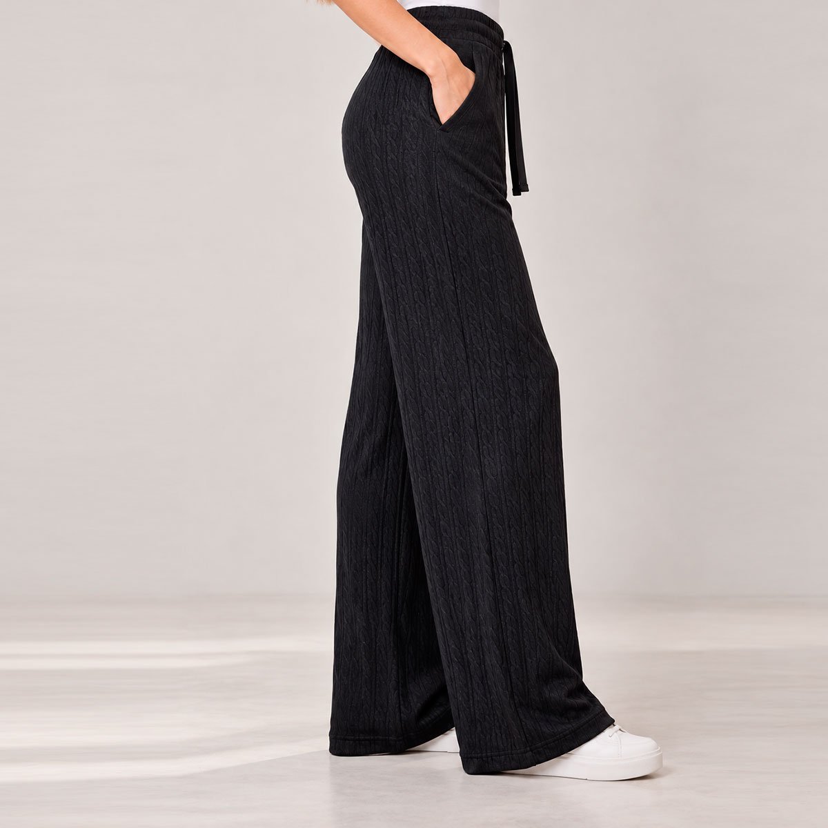 Pants negro tejido de punto | sofisticación y confort - Imagen 3