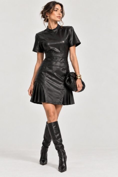 VESTIDO NEGRO CON PLISADO