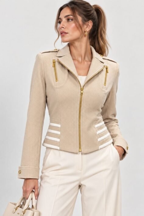 Chaqueta biker con detalles dorados
